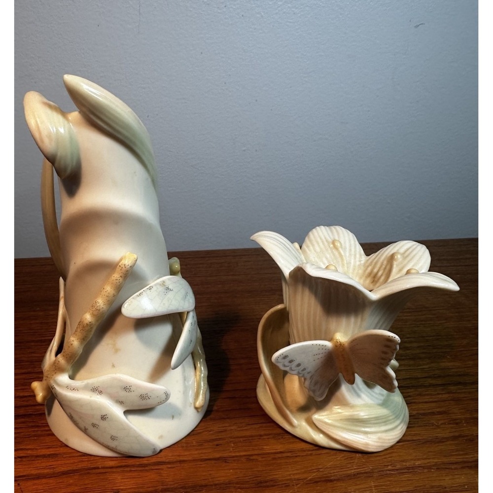 Lenox Garden Splendor Dragonfly & Butterfly Candlestick Holders 1 Of Each Whimsy